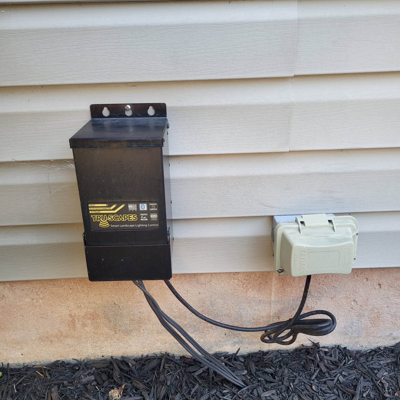 Existing Tru-Scapes outdoor lighting transformer during an upgrade in Collegeville